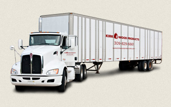 Kirk Wood Products, Inc Semi Truck used for large pallet deliveries.